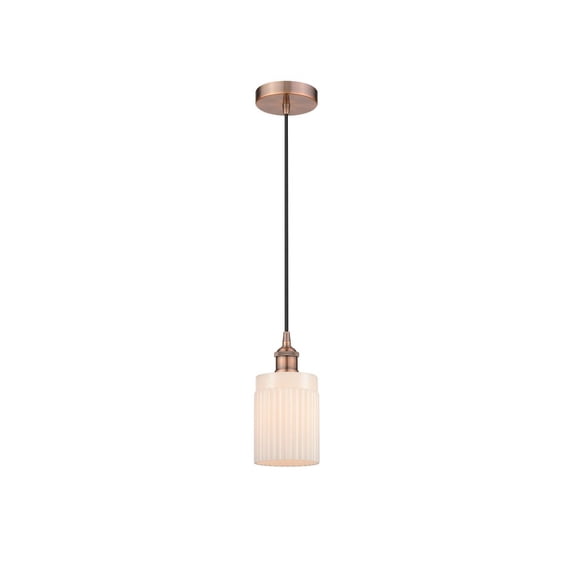 616-1P-AC-G341 Innovations Lighting Hadley - 1 Light Cord Hung Mini Pendant In Art Deco Style-9.75 Inches Tall and 4.5 Inches Wide-Antique Copper