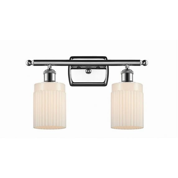 516-2W-PC-G341 Innovations Lighting Hadley - 2 Light Bath Vanity In Art Deco Style-9 Inches Tall and 16 Inches Wide-Polished Chrome Finish-Matte White