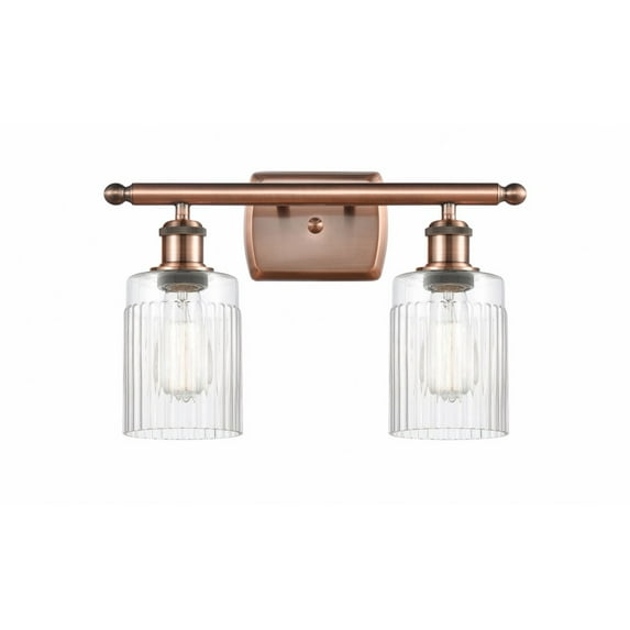 516-2W-AC-G342 Innovations Lighting Hadley - 2 Light Bath Vanity In Art Deco Style-9 Inches Tall and 16 Inches Wide-Antique Copper Finish-Clear Glass