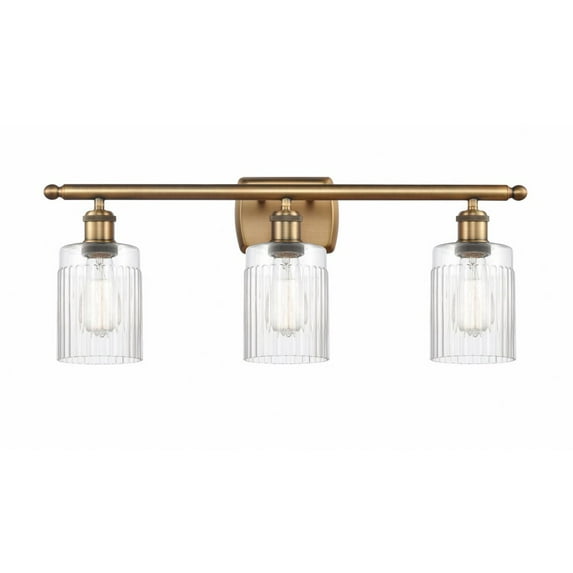 516-3W-BB-G342 Innovations Lighting Hadley - 3 Light Bath Vanity In Art Deco Style-9 Inches Tall and 26 Inches Wide-Brushed Brass Finish-Clear Glass
