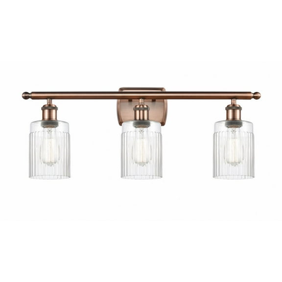 516-3W-AC-G342 Innovations Lighting Hadley - 3 Light Bath Vanity In Art Deco Style-9 Inches Tall and 26 Inches Wide-Antique Copper Finish-Clear Glass