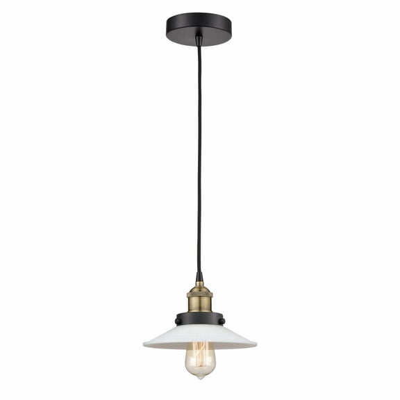 Innovations Lighting Halophane - 1 Light 9" Cord Hung Mini Pendant Matte White Halophane/Black Antique Brass
