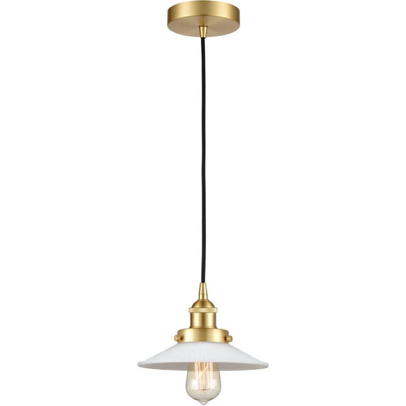 616-1PH-SG-G1 Innovations Lighting Halophane - 1 Light Mini Pendant In Industrial Style-8 Inches Tall and 8.5 Inches Wide-Satin Gold Finish-Matte