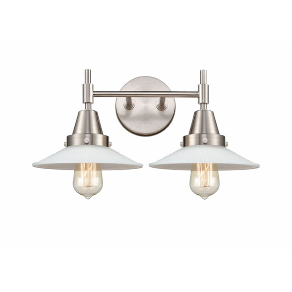 447-2W-SN-G1 Innovations Lighting Halophane - 2 Light Bath Vanity-7.25 Inches Tall and 18 Inches Wide-Satin Nickel Finish-Matte White Halophane Glass
