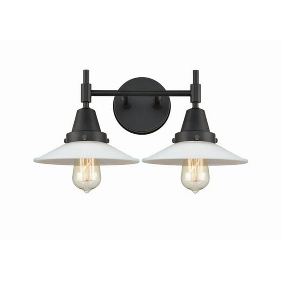 447-2W-BK-G2 Innovations Lighting Halophane - 2 Light Bath Vanity-7.25 Inches Tall and 18 Inches Wide-Matte Black Finish-Clear Halophane Glass Color