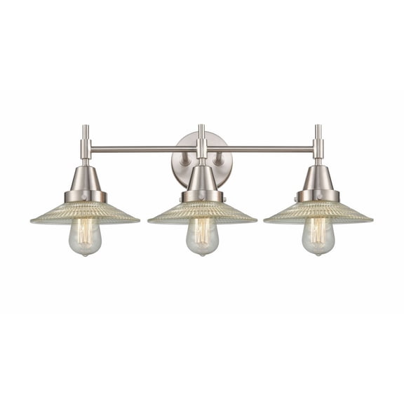 447-3W-SN-G2 Innovations Lighting Halophane - 3 Light Bath Vanity-7.25 Inches Tall and 27 Inches Wide-Satin Nickel Finish-Clear Halophane Glass Color
