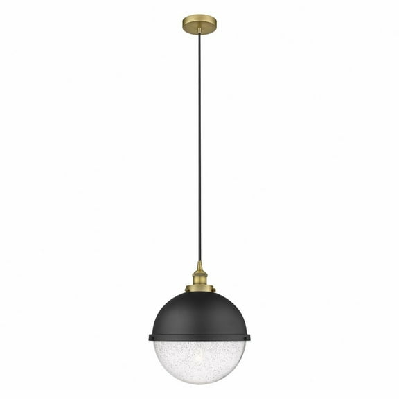 616-1PH-BB-HFS-124-BK Innovations Lighting Hampden - 1 Light Cord Hung Mini Pendant In Modern Style-16.5 Inches Tall and 13 Inches Wide-Black
