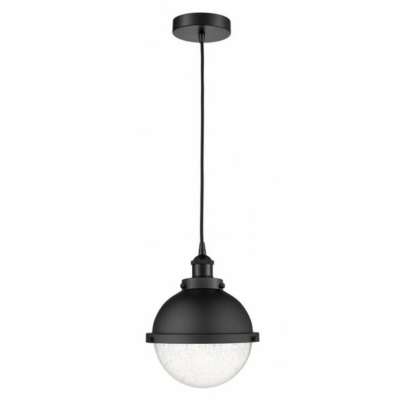 616-1PH-BK-HFS-84-BK Innovations Lighting Hampden - 1 Light Cord Hung Mini Pendant In Modern Style-12.5 Inches Tall and 9 Inches Wide-Matte Black
