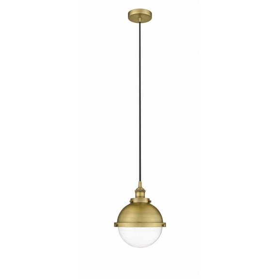 616-1PH-BB-HFS-82-BB Innovations Lighting Hampden - 1 Light Cord Hung Mini Pendant In Modern Style-12.5 Inches Tall and 9 Inches Wide-Brushed Brass