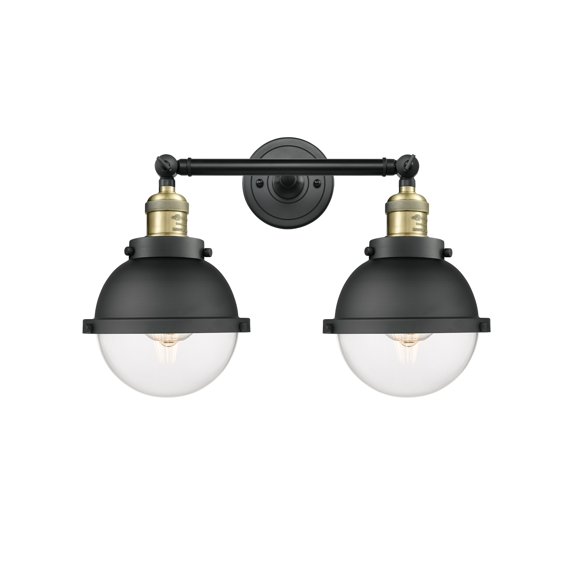 Innovations Lighting Hampden 2 Light 18" Bath Vanity Light Clear/Black Antique Brass