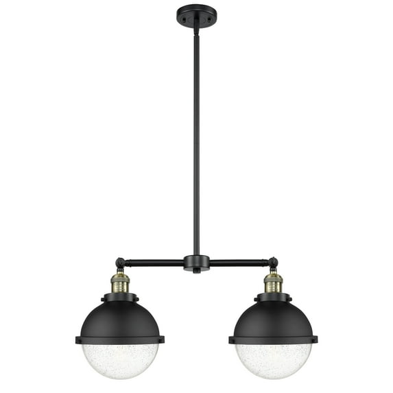 Innovations Lighting Hampden 2 Light 18" Island Light Black Antique Brass/Seedy