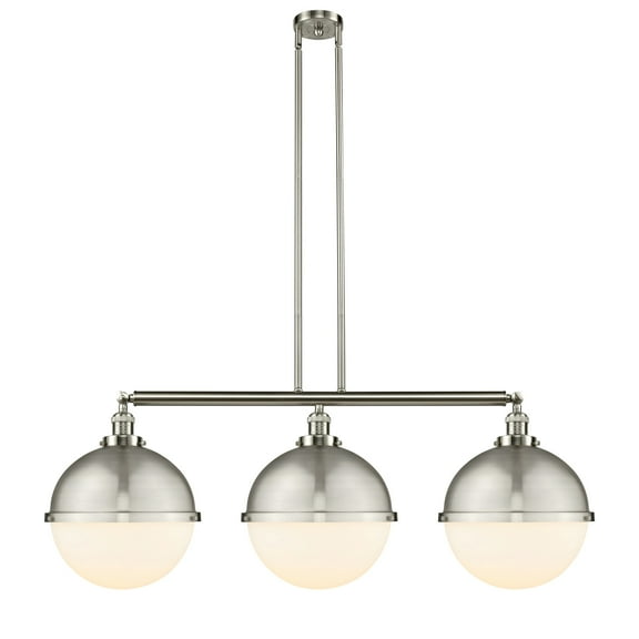 Innovations Lighting  Hampden 3 Light 45" Island Light Matte White/Brushed Satin Nickel