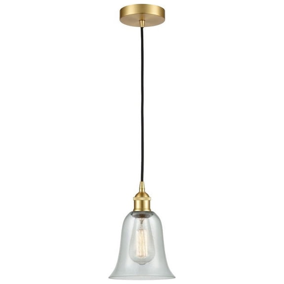 616-1P-SG-G2812-Innovations Lighting-Hanover - 1 Light Cord Hung Mini Pendant In Industrial Style-11.75 Inches Tall and 6.25 Inches Wide-Satin Gold