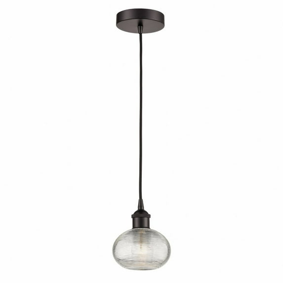 616-1P-OB-G555-6CL-Innovations Lighting-Ithaca - 1 Light Cord Hung Mini Pendant In Industrial Style-7 Inches Tall and 6 Inches Wide-Oil Rubbed Bronze