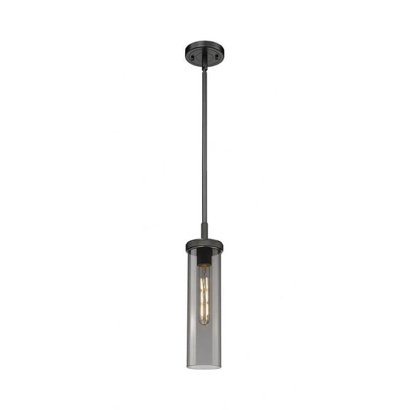 Innovations Lighting  Lincoln - 1 Light 12" Stem Hung Pendant Matte Black/Plated Smoke