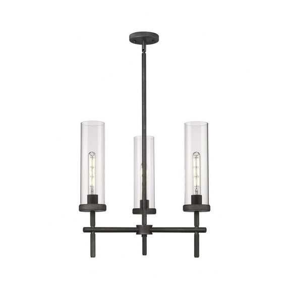 Innovations Lighting Lincoln - 3 Light 12" Stem Hung Pendant Weathered Zinc/Clear