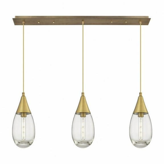 Innovations Lighting  Malone - 3 Light 6" Cord Hung Linear Pendant Clear/Brushed Brass