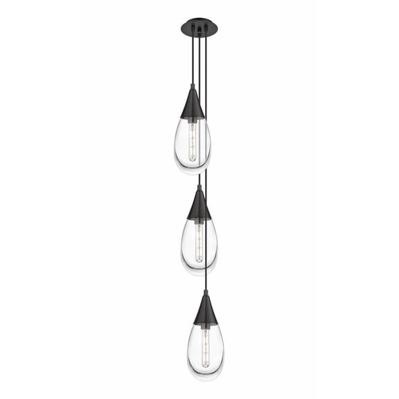 Innovations Lighting Malone - 3 Light 6" Cord Hung Multi Pendant - 6" Canopy Clear/Matte Black
