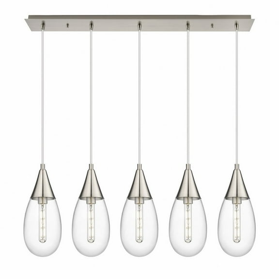 Innovations Lighting  Malone - 5 Light 6" Cord Hung Linear Pendant Clear/Brushed Satin Nickel