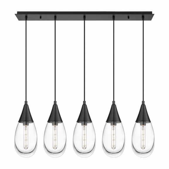 Innovations Lighting  Malone - 5 Light 6" Cord Hung Linear Pendant Clear/Matte Black