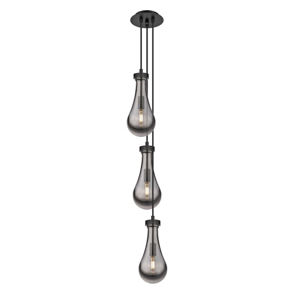 Innovations Lighting  Malone - 6 Light 6" Cord Hung Multi Pendant - 6" Canopy Striped Clear/Matte Black
