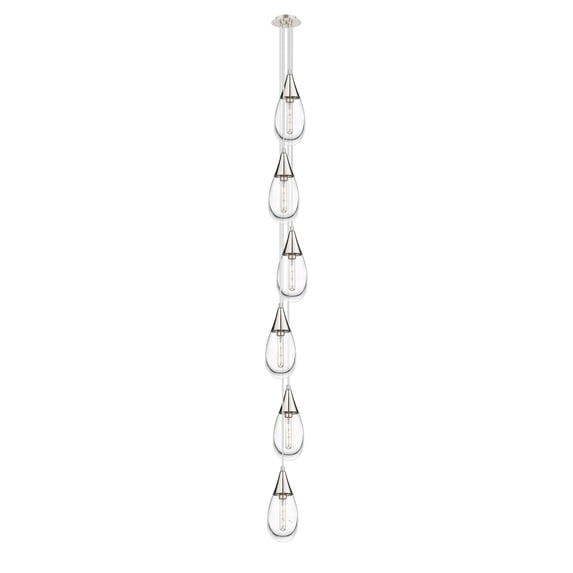 Innovations Lighting Milan - 6 Light 4" Cord Hung Multi Pendant - 6" Canopy Clear/Polished Nickel