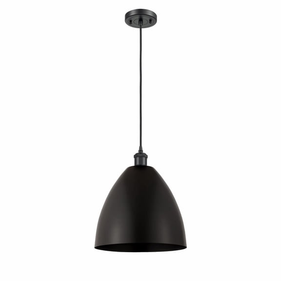 516-1P-BK-MBD-12-BK Innovations Lighting Metal Bristol - 1 Light Mini Pendant In Industrial Style-14.75 Inches Tall and 12 Inches Wide-Matte Black