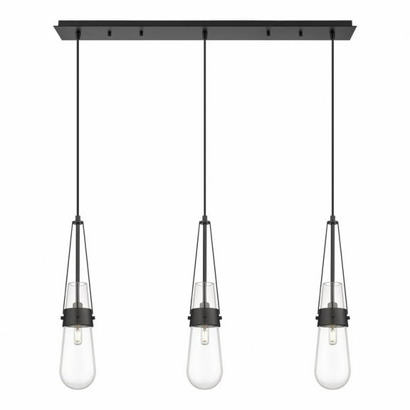Innovations Lighting  Milan - 3 Light 4" Cord Hung Linear Pendant Clear/Matte Black