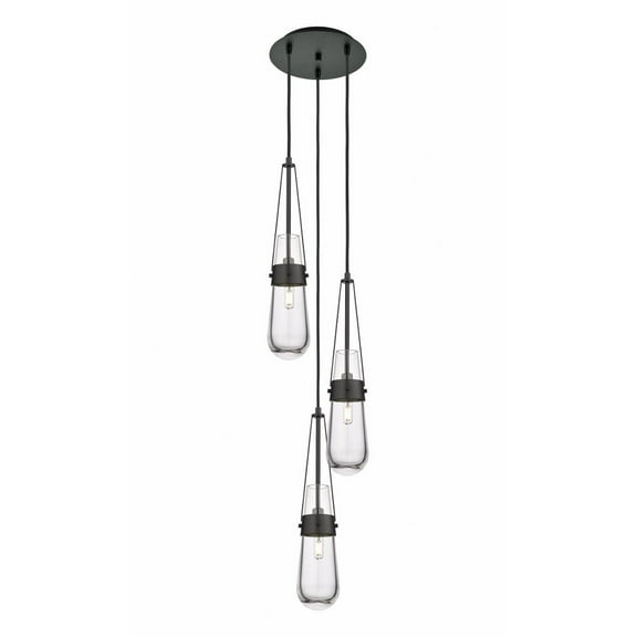 Innovations Lighting  Milan - 3 Light 4" Cord Hung Multi Pendant - 10" Canopy Clear/Matte Black