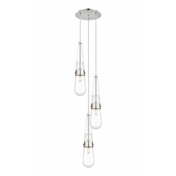 Innovations Lighting Milan - 3 Light 4" Cord Hung Multi Pendant - 10" Canopy Clear/Polished Nickel