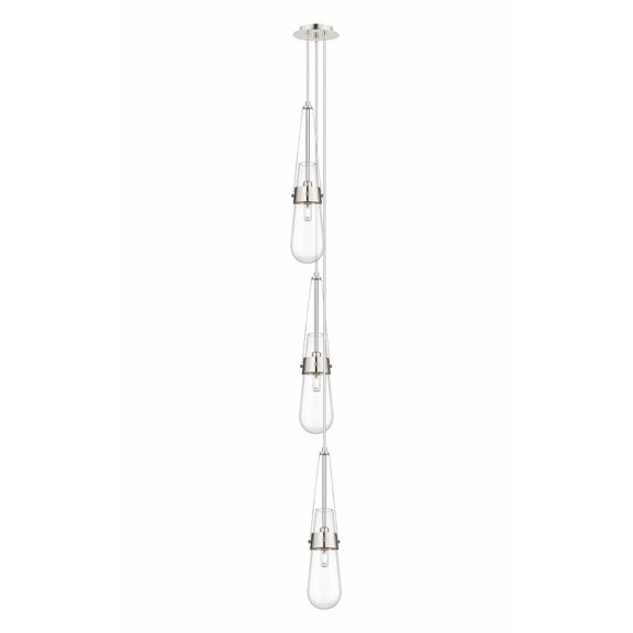 Innovations Lighting Milan - 3 Light 4" Cord Hung Multi Pendant - 6" Canopy Clear/Polished Nickel