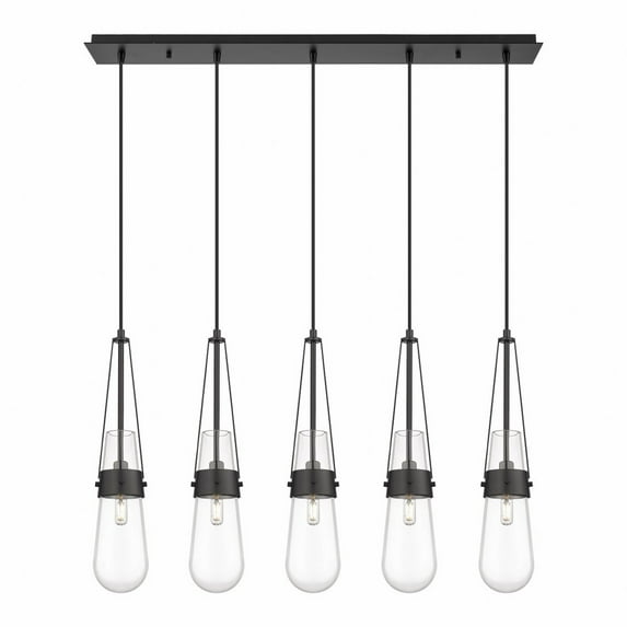 Innovations Lighting Milan - 5 Light 4" Cord Hung Linear Pendant Clear/Matte Black
