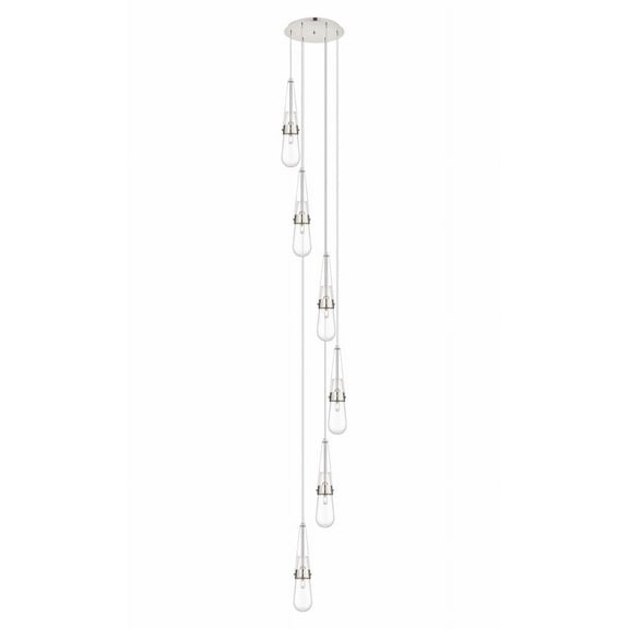 Innovations Lighting Milan - 6 Light 4" Cord Hung Multi Pendant - 14" Canopy Clear/Polished Nickel