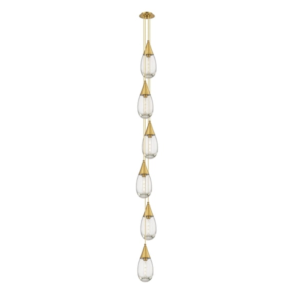 Innovations Lighting Milan - 6 Light 4" Cord Hung Multi Pendant - 6" Canopy Clear/Brushed Brass