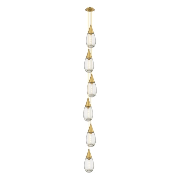Innovations Lighting Milan - 6 Light 4" Cord Hung Multi Pendant - 6" Canopy Clear/Brushed Brass