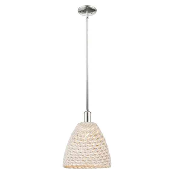 716-1S-PN-NBD-12-NAT Innovations Lighting Natural Ballston Dome - 1 Light Stem Hung Mini-Pendant-11.75 Inch Wide and 8 Inch Tall-Polished Nickel