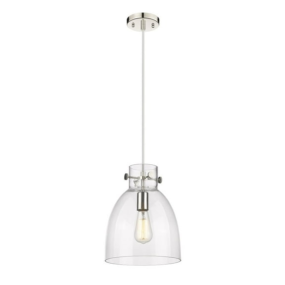 Innovations Lighting  Newton Bell - 1 Light 10" Cord Hung Pendant Clear/Polished Nickel