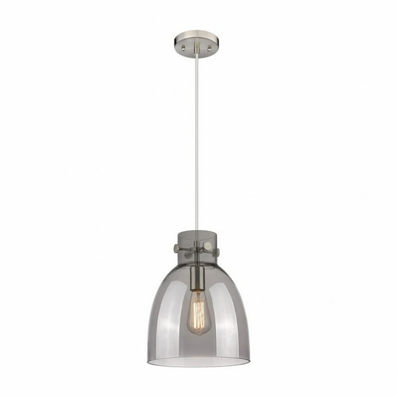 Innovations Lighting Newton Bell - 1 Light 10" Cord Hung Pendant Satin Nickel/Plated Smoke