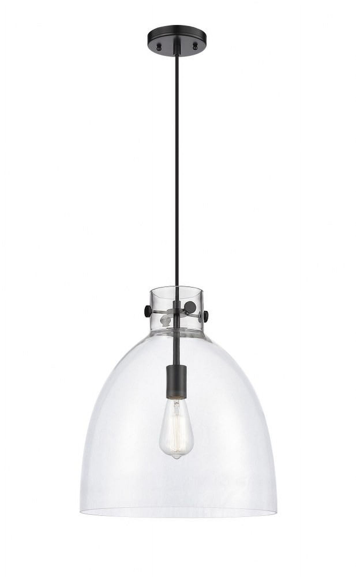 Newton Bell 16" Matte Black Cord Hung Pendant with Bell-Shaped Shade