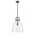 thumbnail image 1 of Innovations Lighting  Newton Bell - 1 Light 14" Stem Hung Pendant Clear/Matte Black, 1 of 4