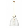 thumbnail image 1 of Innovations Lighting  Newton Bell - 1 Light 16" Stem Hung Pendant Clear/Brushed Brass, 1 of 5