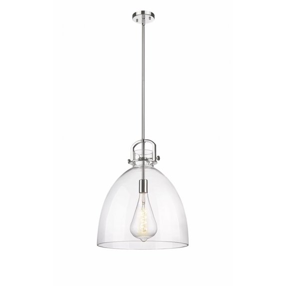 Innovations Lighting Newton Bell - 1 Light 16" Stem Hung Pendant Clear/Polished Nickel