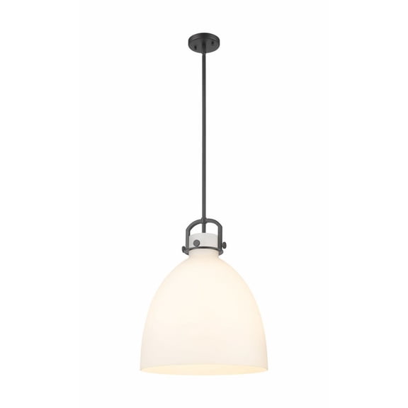 Innovations Lighting  Newton Bell - 1 Light 16" Stem Hung Pendant Matte White/Matte Black