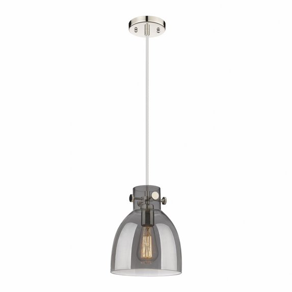 Innovations Lighting Newton Bell - 1 Light 8" Cord Hung Pendant Polished Nickel/Plated Smoke