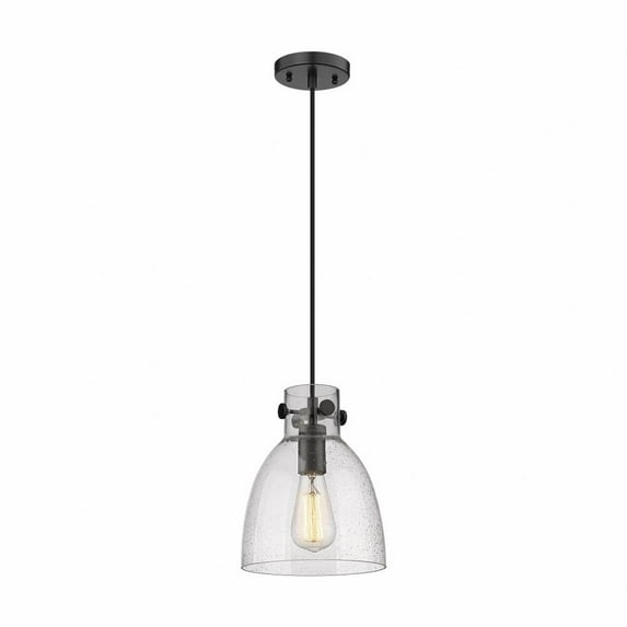 Innovations Lighting Newton Bell - 1 Light 8" Cord Hung Pendant Seedy/Matte Black