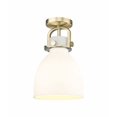 thumbnail image 1 of Innovations Lighting  Newton Bell - 1 Light 8" Flush Mount Brushed Brass/Matte White, 1 of 5