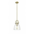 thumbnail image 1 of Innovations Lighting  Newton Bell - 1 Light 8" Stem Hung Pendant Brushed Brass/Seedy, 1 of 5
