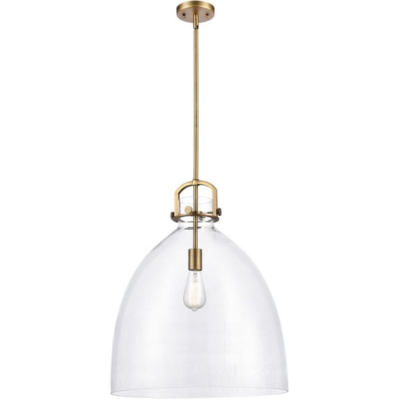 412-1S-BB-18CL Innovations Lighting Newton Bell - 1 Light Pendant In Restoration Style-22 Inches Tall and 18 Inches Wide-Brushed Brass Finish