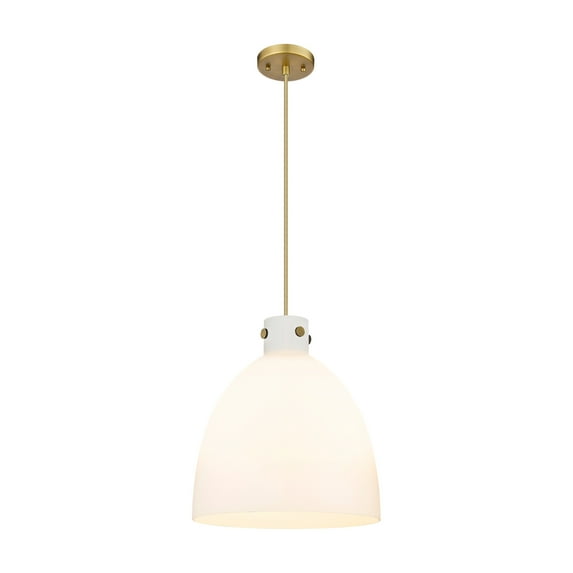 Innovations Lighting Newton Bell - 3 Light 16" Cord Hung Pendant Brushed Brass/Matte White