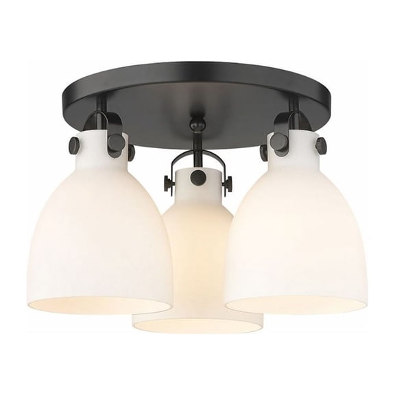 Innovations Lighting  Newton Bell - 3 Light 7" Flush Mount Matte White/Matte Black